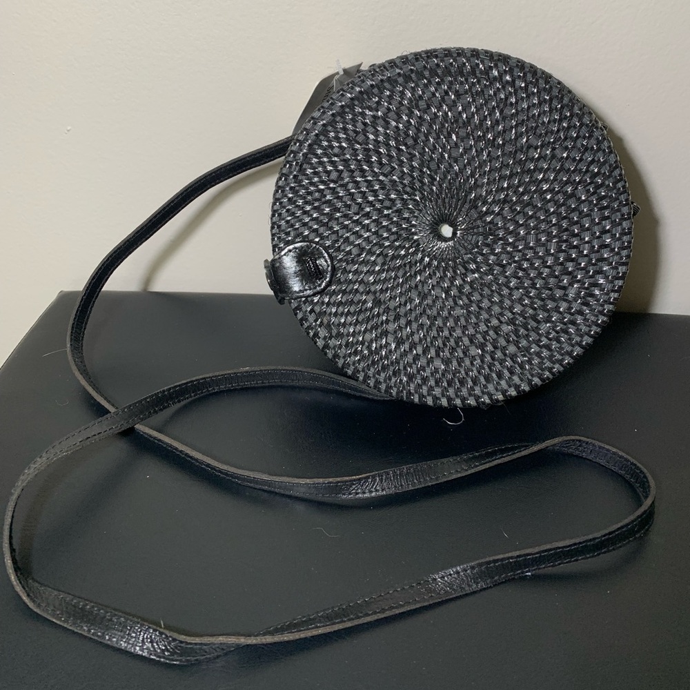 Black Round Woven Shoulder Bag - NWT